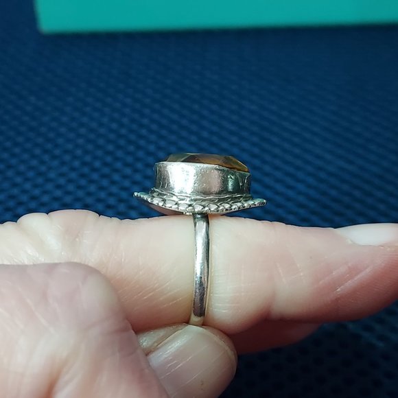 Sterling Orange tear drop  ring size 6.5 - Picture 9 of 12
